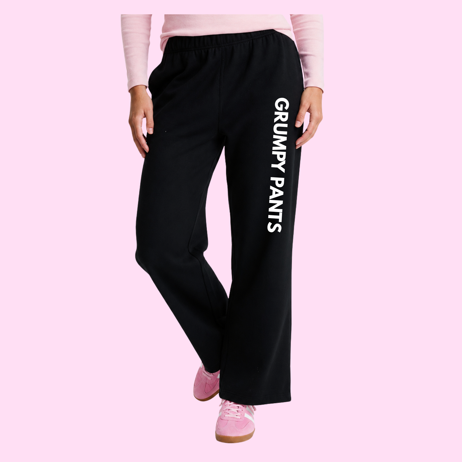 Personalised Track Pants - Wide Leg Black