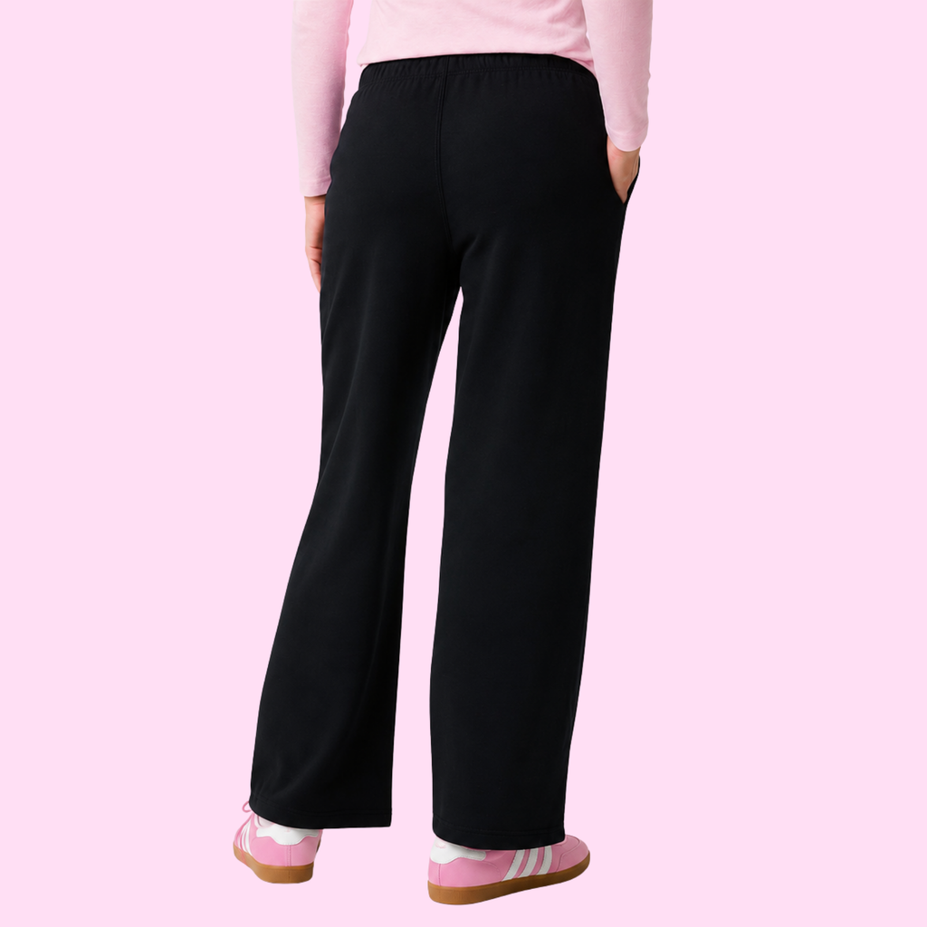 Personalised Track Pants - Wide Leg Black