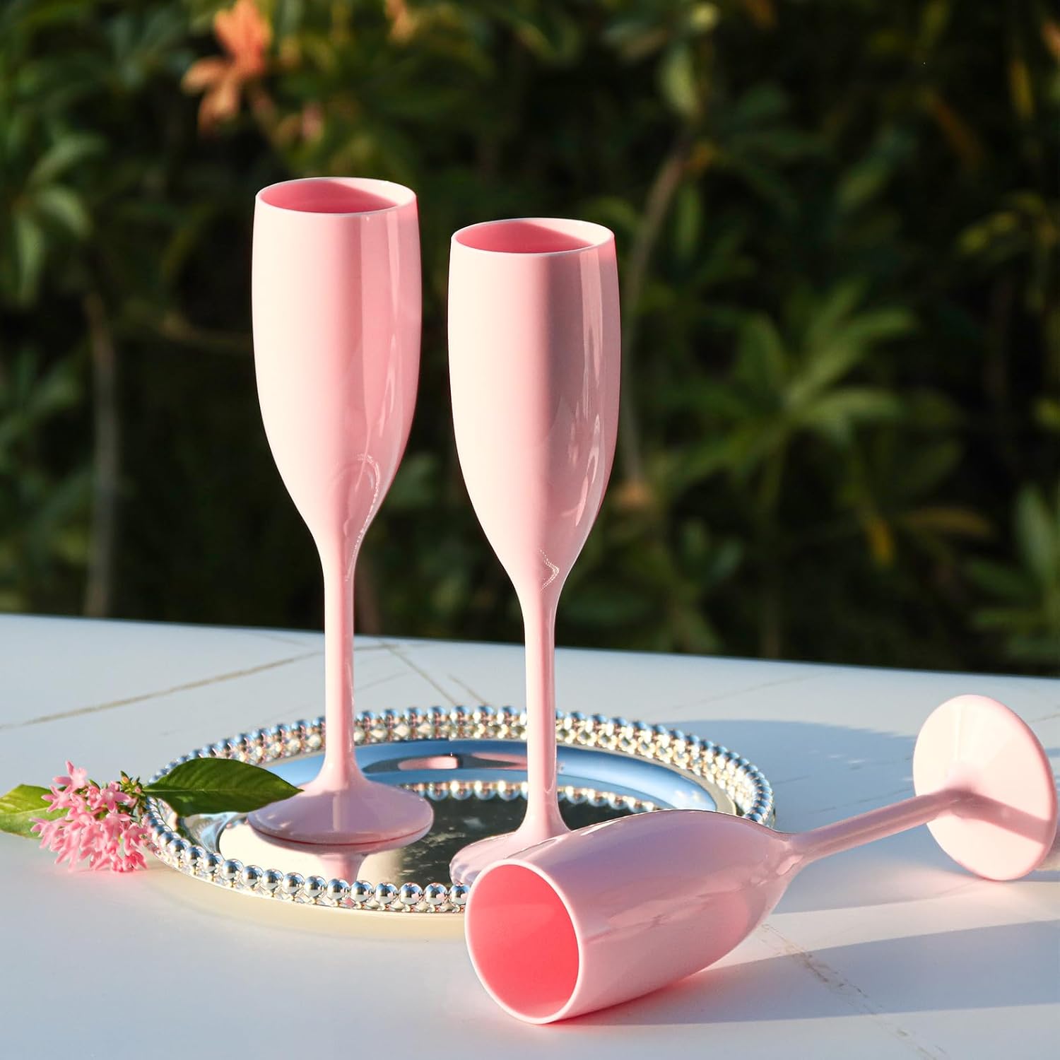 Pink Acrylic Champagne Flutes