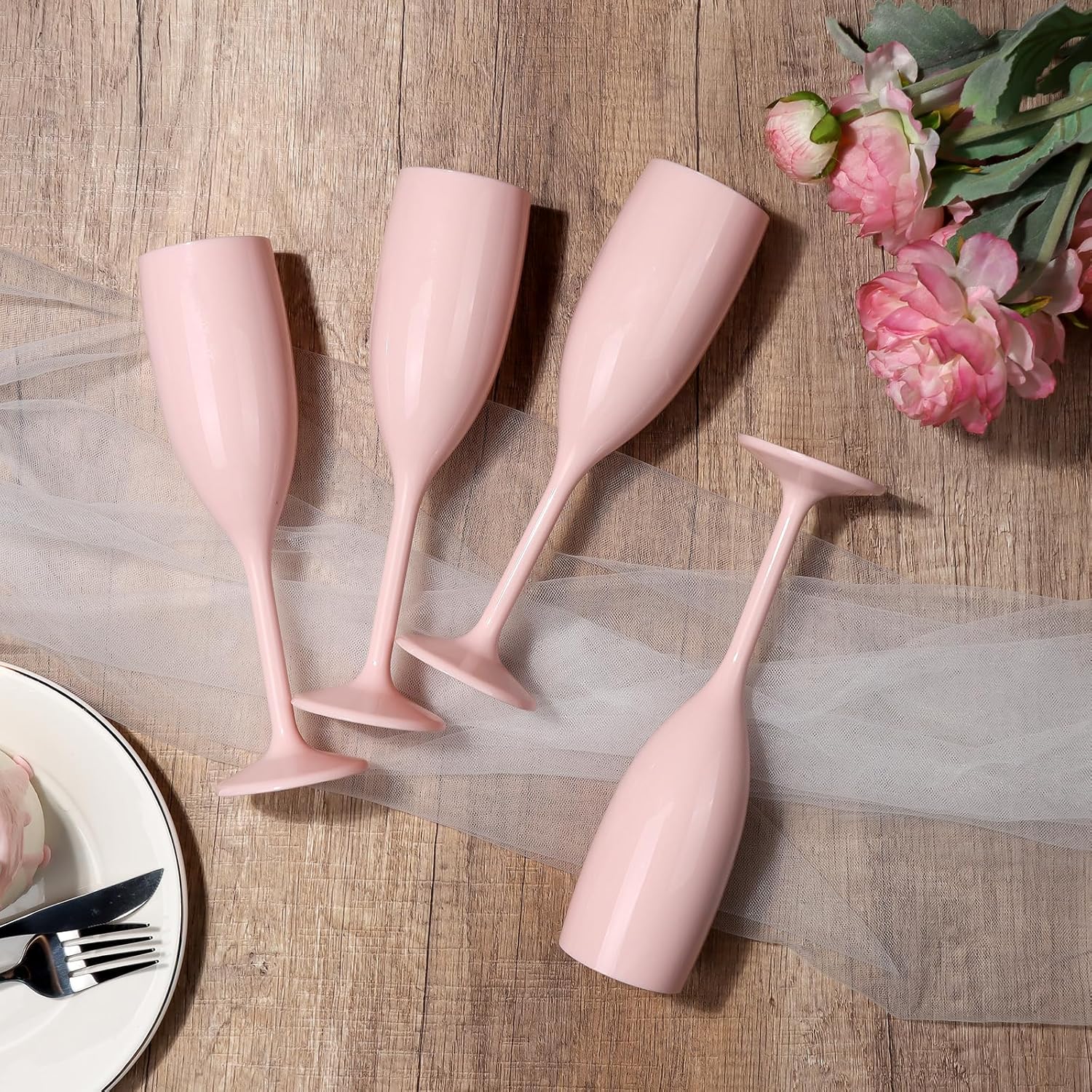 Pink Acrylic Champagne Flutes