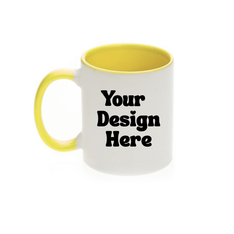 Simpli Personalised Mug 325ml White & Yellow - Customised Coffee Cup