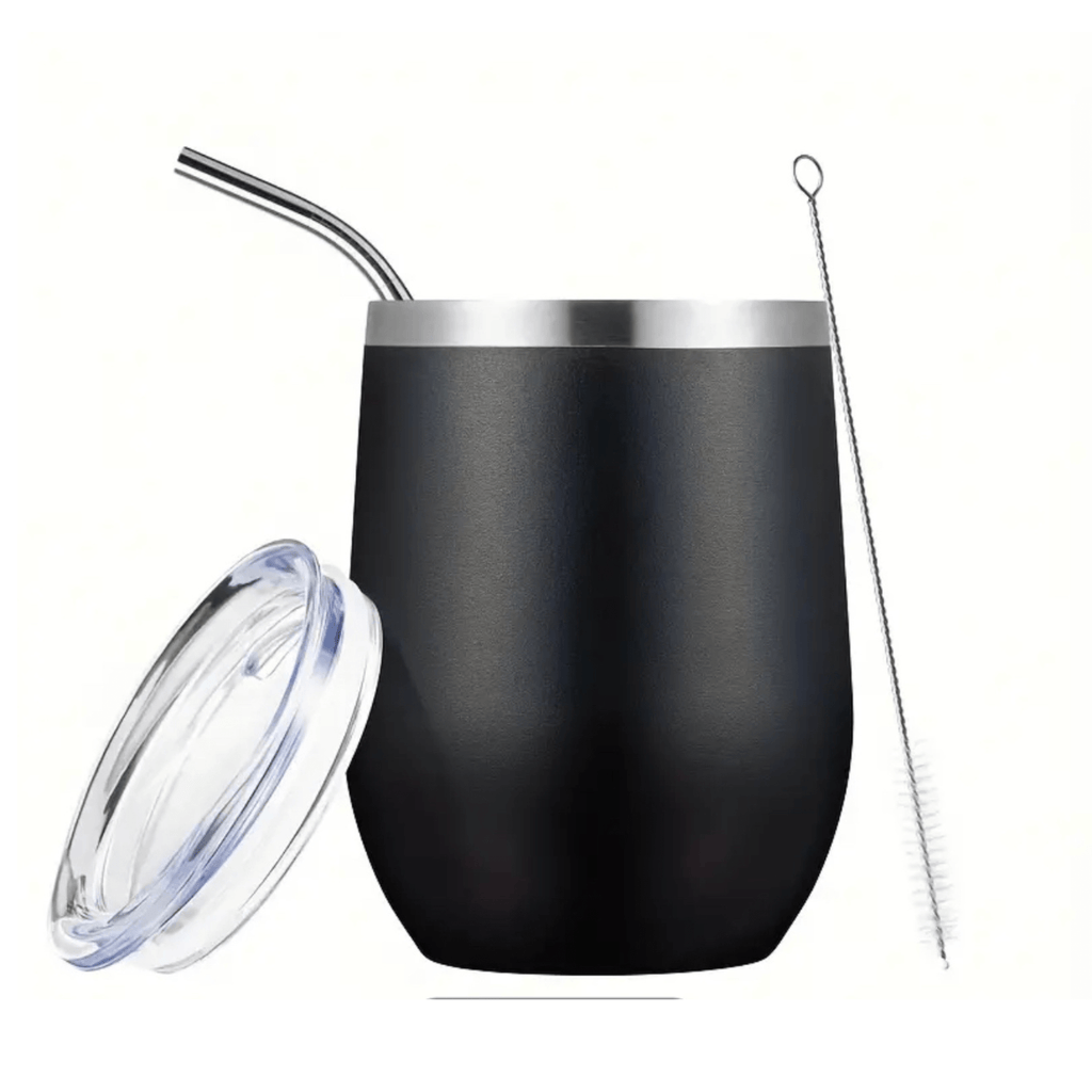 SimpliMust Tumblers Personalised Black 12oz Wine Tumbler